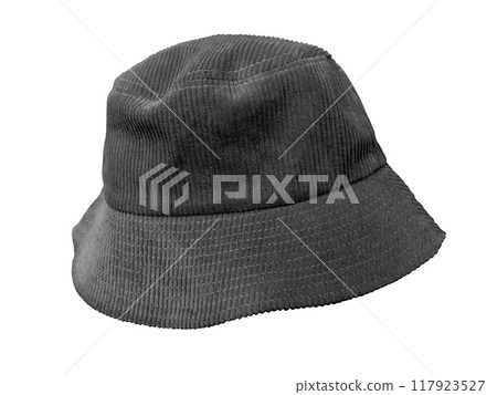 black bucket hat isolated on white background 117923527