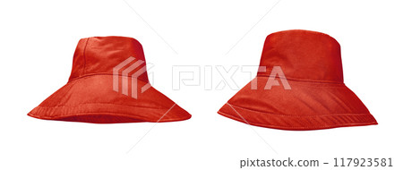 red bucket hat isolated on white background 117923581