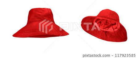 red bucket hat isolated on white background 117923585