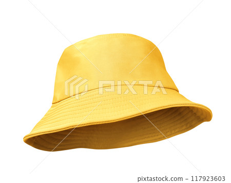 yellow bucket hat isolated on white yellow bucket hat isolated on white 117923603
