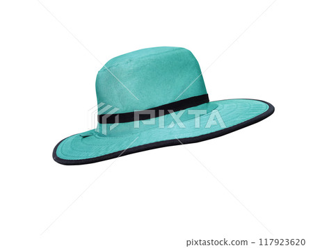 Green vintage cloth hat isolated on white 117923620