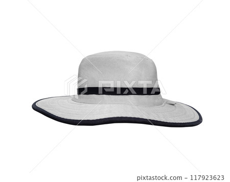 White vintage cloth hat isolated on white 117923623