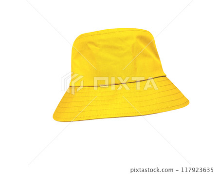 yellow bucket hat Isolated on a white background 117923635