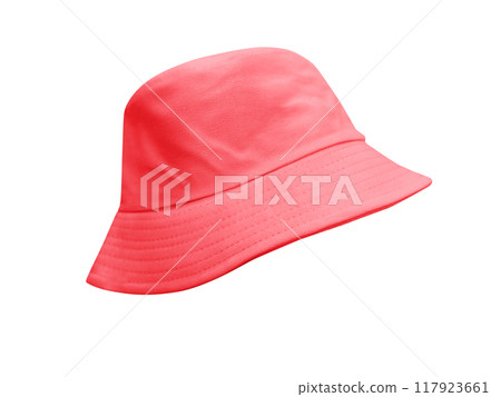 red bucket hat Isolated on a white background red bucket hat Isolated on a white background 117923661