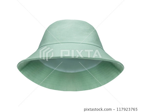 green bucket hat Isolated on a white background green bucket hat Isolated on a white background 117923765