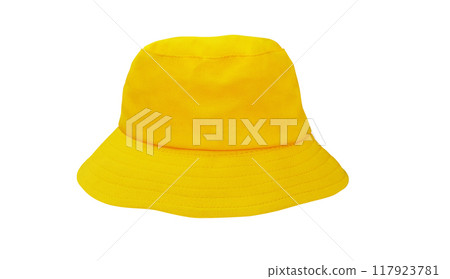 yellow bucket hat isolated on white yellow bucket hat isolated on white 117923781