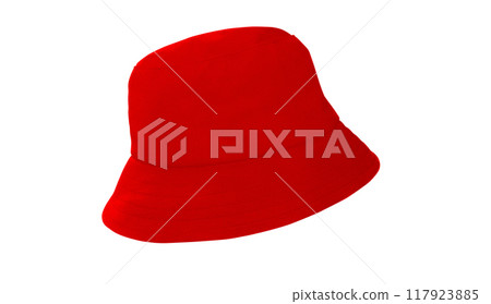 red bucket hat on white 117923885