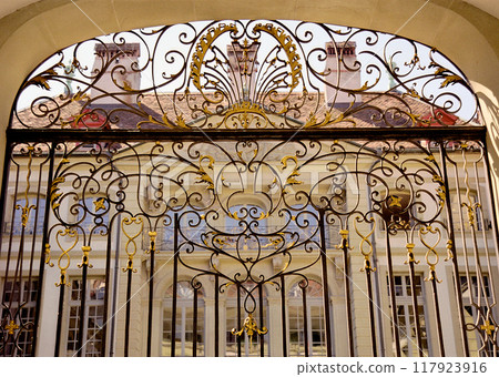 Bern, Switzerland - Elegant design of a gate at a European public facility 117923916