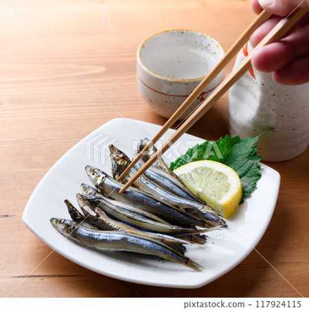 Dried silver-striped round herring (dried silver-striped round herring) from Kushimoto Port, Wakayama Prefecture 117924115