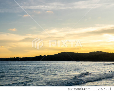 Seascape view of white sand beach in Thailand Seascape view of white sand beach in Thailand 117925201