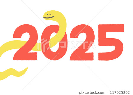 2025 New Year's illustration of a snake passing through the numbers New Year's card material Year of the snake 2025 New Year's illustration of a snake passing through the numbers New Year's card material Year of the snake 117925202