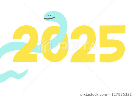 2025年新年賀卡插圖蛇穿過數位新年賀卡材料蛇年 117925321