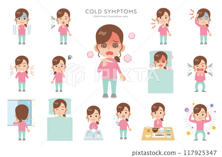 Cold symptoms set Cold symptoms set 117925347