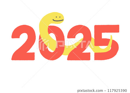 2025 New Year's illustration of a snake passing through the numbers New Year's card material Year of the snake 2025 New Year's illustration of a snake passing through the numbers New Year's card material Year of the snake 117925390