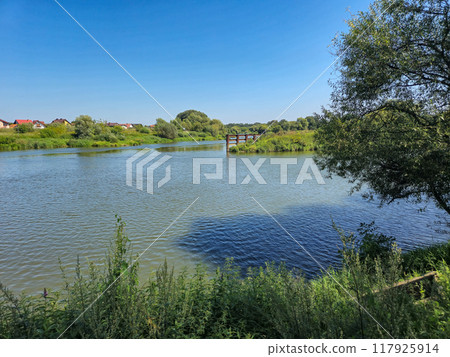 Odra river in Poland near Olawa city. 117925914