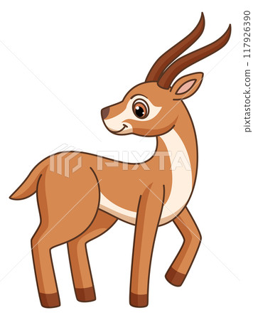 Gazelle character. Cute baby animal with long horns Gazelle character. Cute baby animal with long horns 117926390