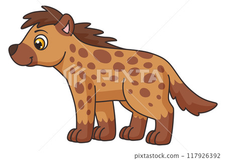 Hyena baby animal cartoon character. African predator Hyena baby animal cartoon character. African predator 117926392