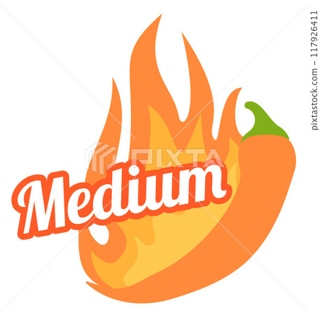 Medium spice food label. Hot meal level Medium spice food label. Hot meal level 117926411