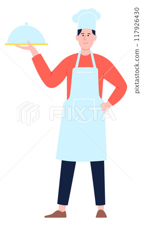 Man in chef hat and apron. Professional cook worker Man in chef hat and apron. Professional cook worker 117926430