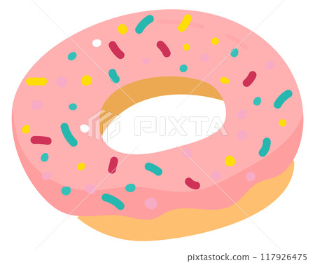 Donut color icon. Tasty sweet pastry drawing 117926475