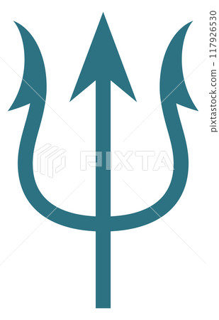 Trident symbol. Ancient marine spear blue icon 117926530