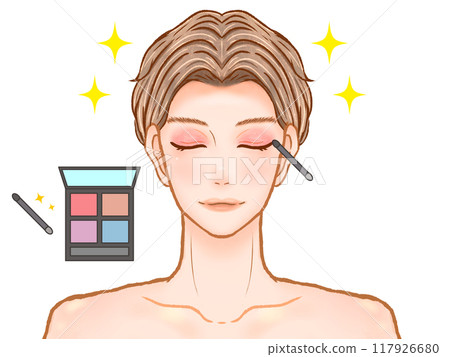 Illustration material of an adult man applying eyeshadow with men's makeup 117926680