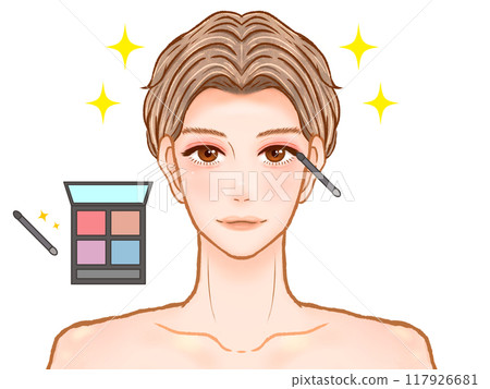 Illustration material of adult men applying eyeshadow with men's makeup 22 Illustration material of adult men applying eyeshadow with men's makeup 22 117926681