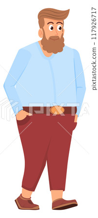 Chubby man walking. Cartoon corpulent body character Chubby man walking. Cartoon corpulent body character 117926717