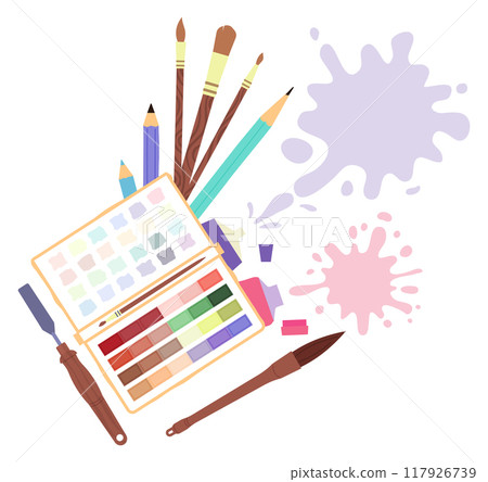 Artist creativity tools. Vivid artwork professional workshop 117926739