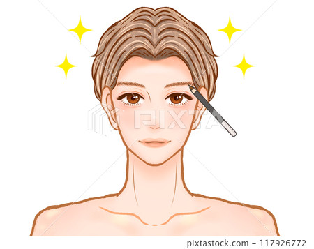 Illustration material of an adult man applying eyebrow makeup Illustration material of an adult man applying eyebrow makeup 117926772
