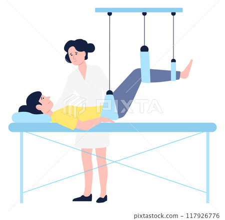 Nurse help injured woman. Trauma recovery concept 117926776