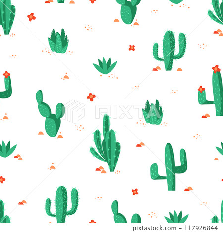 Cactus pattern. Seamless succulent print. Floral ornament Cactus pattern. Seamless succulent print. Floral ornament 117926844