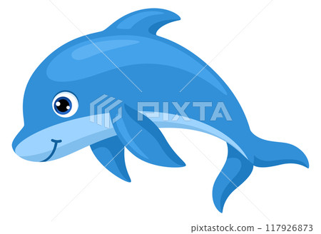 Baby dolphin mascot. Cartoon wild marine animal 117926873