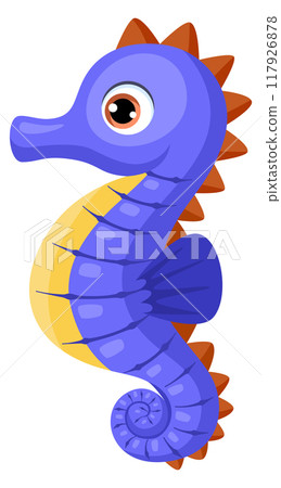Seahorse baby animal cartoon icon. Cute fish 117926878