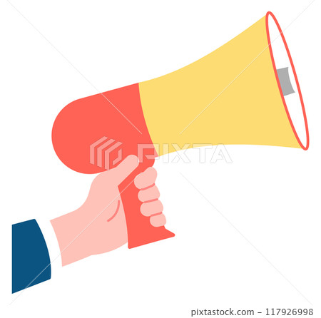 Megaphone in businessman. Announce icon. Message speech 117926998