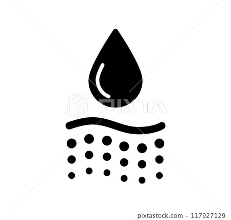 Water absorbent icon. Skin deep hydration symbol. Face care effect. Moisturizing skin icon. Water drop absorb sign. Vector illustration isolated on white background 117927129