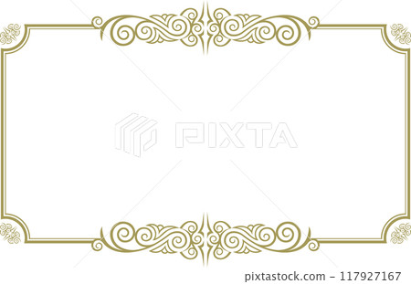 經典、典雅、華麗的裝飾框，藍金色 117927167