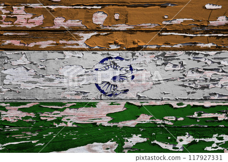 Flag of India painted on a wooden board Flag of India painted on a wooden board 117927331