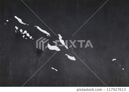 Map of the Solomon Islands drawn on a blackboard 117927613