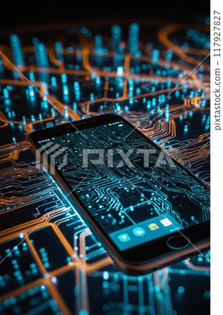 Smartphone and network image illustration 117927827