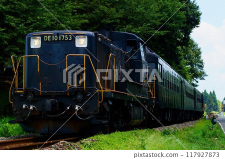 Toyohashi Main Line: Uchinomaki to Aso Rapid Aso (DE10 type + 50 series passenger cars) 117927873