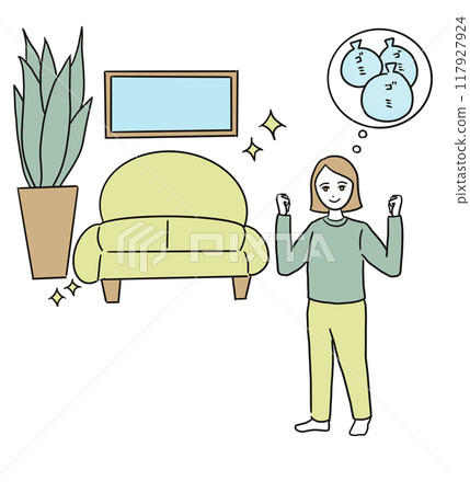 Illustration of a clean room after decluttering 117927924