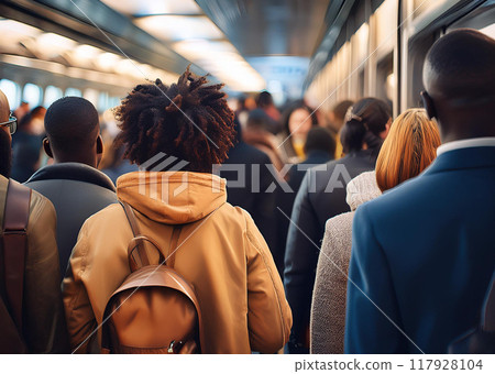 Businessmen and businesswomen commuting to work 117928104