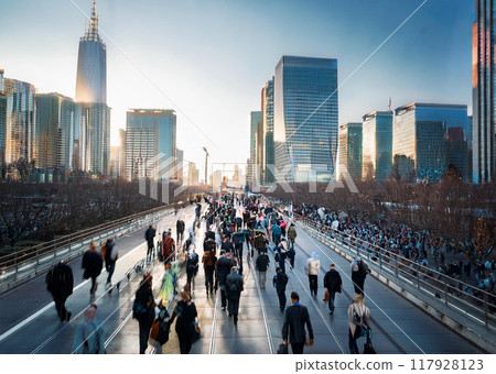 Businessmen and businesswomen commuting to work 117928123