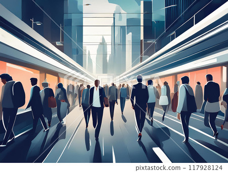 Businessmen and businesswomen commuting to work 117928124