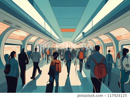 商人和女商人的通勤場景 117928125