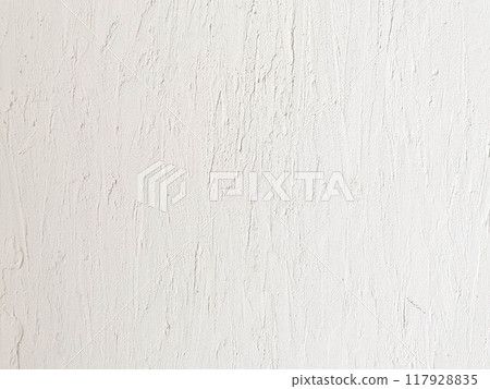 Background material of white plastered mortar wall 117928835