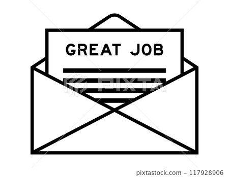 Envelope and letter sign with word great job as the headline 117928906