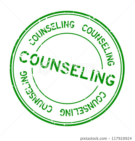 Grunge green counseling word round rubber seal stamp on white background 117928924