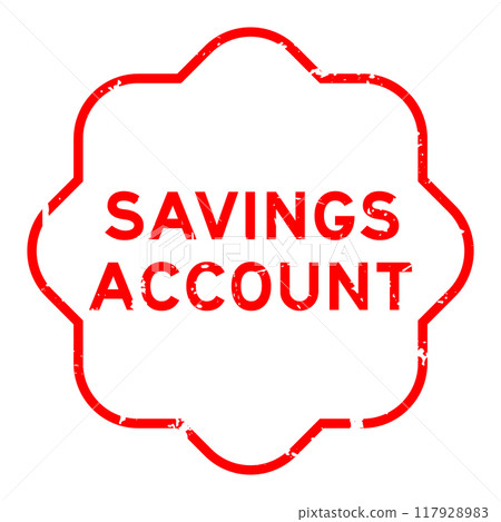 Grunge red savings account word rubber seal stamp on white background 117928983